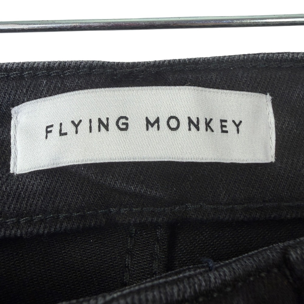 Flying Monkey High Rise Straight Jeans Womens 27 Black Raw Hem Cropped Denim - Picture 5 of 11